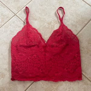Red Lace Victorias Secret Longline Bra, S